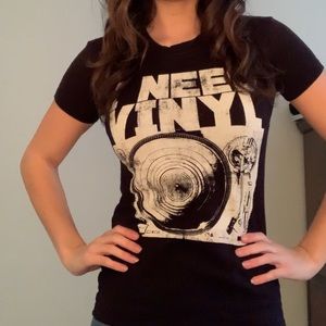 “I need vinyl” black t-shirt